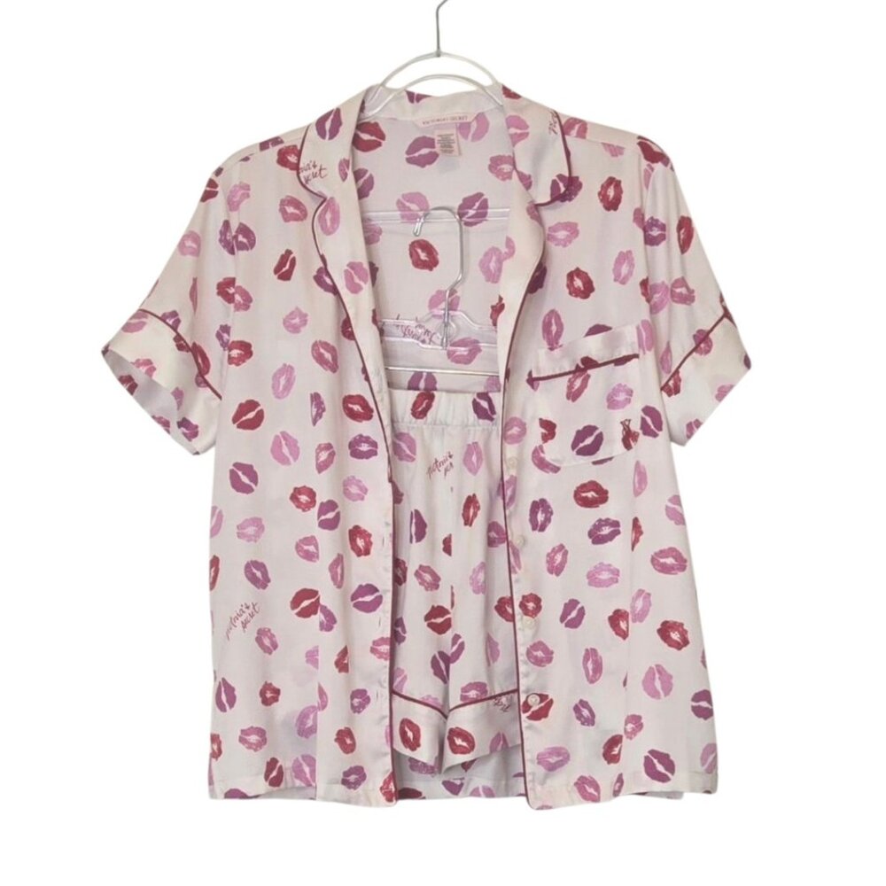 Victoria's Secret Lips Print PJ Set Sz XS